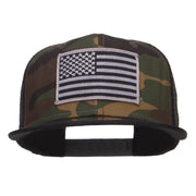 Grey American Flag Patched Camo Mesh Snapback