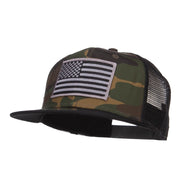 Grey American Flag Patched Camo Mesh Snapback