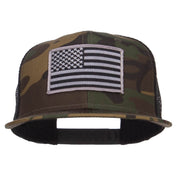 Grey American Flag Patched Camo Mesh Snapback