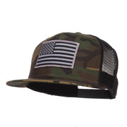 Grey American Flag Patched Camo Mesh Snapback