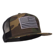 Grey American Flag Patched Camo Mesh Snapback