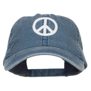 Peace Symbol Embroidered Washed Cap