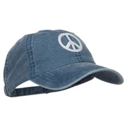 Peace Symbol Embroidered Washed Cap