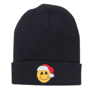 Smile Face Santa Embroidered Long Beanie