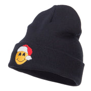 Smile Face Santa Embroidered Long Beanie