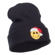 Smile Face Santa Embroidered Long Beanie