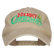 Mistletoe Merry Christmas Embroidered Washed Cap