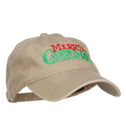 Mistletoe Merry Christmas Embroidered Washed Cap