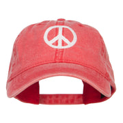 Peace Symbol Embroidered Washed Cap