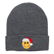 Smile Face Santa Embroidered Long Beanie