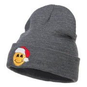 Smile Face Santa Embroidered Long Beanie