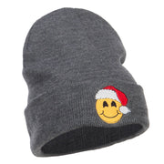 Smile Face Santa Embroidered Long Beanie