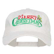 Mistletoe Merry Christmas Embroidered Washed Cap