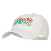 Mistletoe Merry Christmas Embroidered Washed Cap