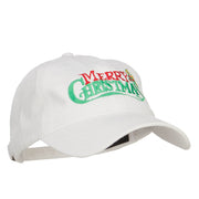 Mistletoe Merry Christmas Embroidered Washed Cap