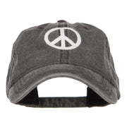 Peace Symbol Embroidered Washed Cap