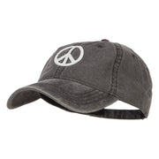 Peace Symbol Embroidered Washed Cap