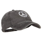 Peace Symbol Embroidered Washed Cap