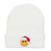 Smile Face Santa Embroidered Long Beanie