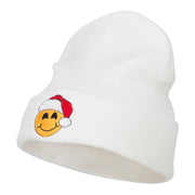 Smile Face Santa Embroidered Long Beanie