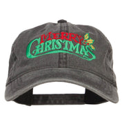 Mistletoe Merry Christmas Embroidered Washed Cap