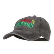 Mistletoe Merry Christmas Embroidered Washed Cap