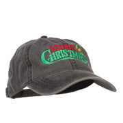 Mistletoe Merry Christmas Embroidered Washed Cap