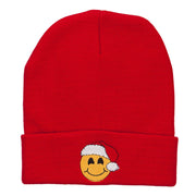 Smile Face Santa Embroidered Long Beanie