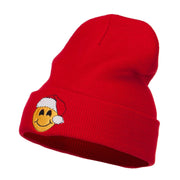 Smile Face Santa Embroidered Long Beanie