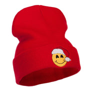 Smile Face Santa Embroidered Long Beanie