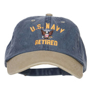 US Navy Retired Military Embroidered Two Tone Cap