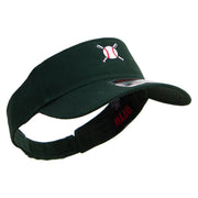 Baseball with Crossing Bats Logo Embroidered Cotton Twill Sun Visor - Dk-Green OSFM