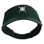 Baseball with Crossing Bats Logo Embroidered Cotton Twill Sun Visor - Dk-Green OSFM