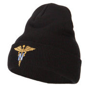 Army Nurse Corps Officer Embroidered Long Knitted Beanie