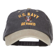 US Navy Retired Military Embroidered Two Tone Cap