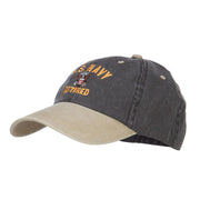 US Navy Retired Military Embroidered Two Tone Cap