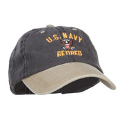 US Navy Retired Military Embroidered Two Tone Cap