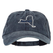 New York with Map Outline Embroidered Washed Cotton Twill Cap