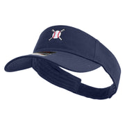 Baseball with Crossing Bats Logo Embroidered Cotton Twill Sun Visor - Navy OSFM