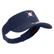 Baseball with Crossing Bats Logo Embroidered Cotton Twill Sun Visor - Navy OSFM