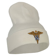 Army Nurse Corps Officer Embroidered Long Knitted Beanie