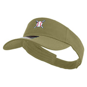 Baseball with Crossing Bats Logo Embroidered Cotton Twill Sun Visor - Khaki OSFM