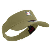 Baseball with Crossing Bats Logo Embroidered Cotton Twill Sun Visor - Khaki OSFM