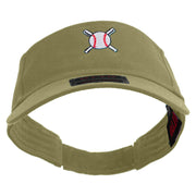 Baseball with Crossing Bats Logo Embroidered Cotton Twill Sun Visor - Khaki OSFM