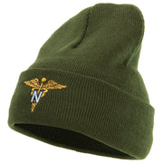 Army Nurse Corps Officer Embroidered Long Knitted Beanie