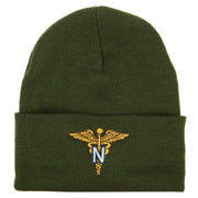 Army Nurse Corps Officer Embroidered Long Knitted Beanie