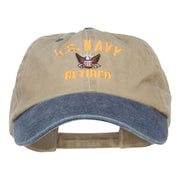 US Navy Retired Military Embroidered Two Tone Cap