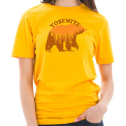 Yosemite Forest Bear Graphic Design Short Sleeve Cotton Jersey T-Shirt