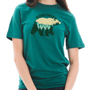 Yosemite Forest Bear Graphic Design Short Sleeve Cotton Jersey T-Shirt