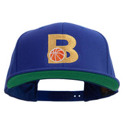 Letter B with Basketball Embroidered Wool Blend Prostyle Snapback - Royal OSFM